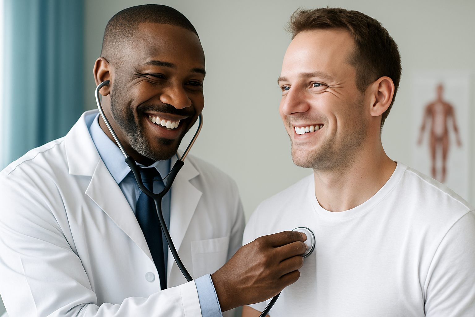 Black doctor doing a wellness checkup